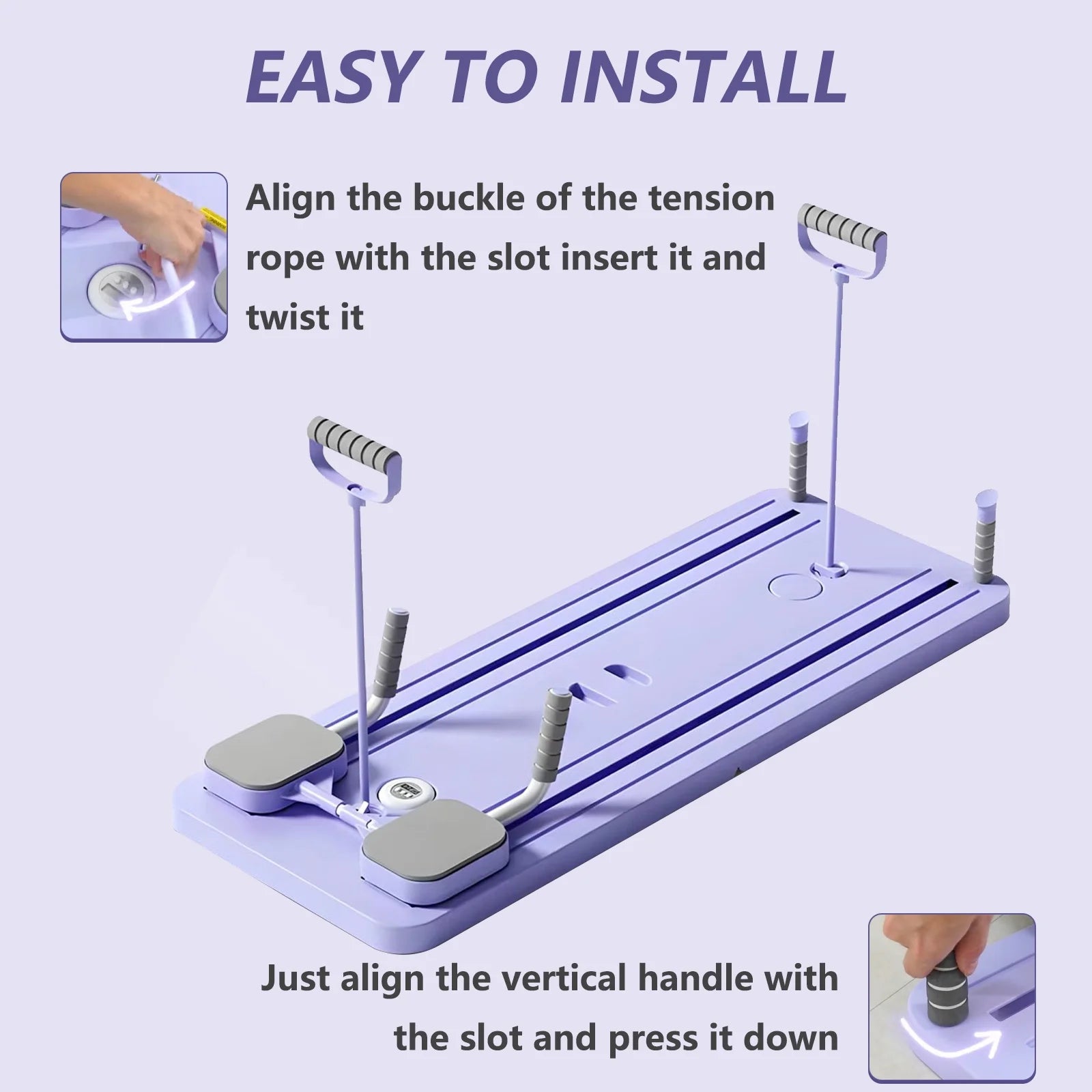 Premium 8-In-1 Abs and Push-Up Exercise Board, Pilates Board, Folding Body Board,(Purple)