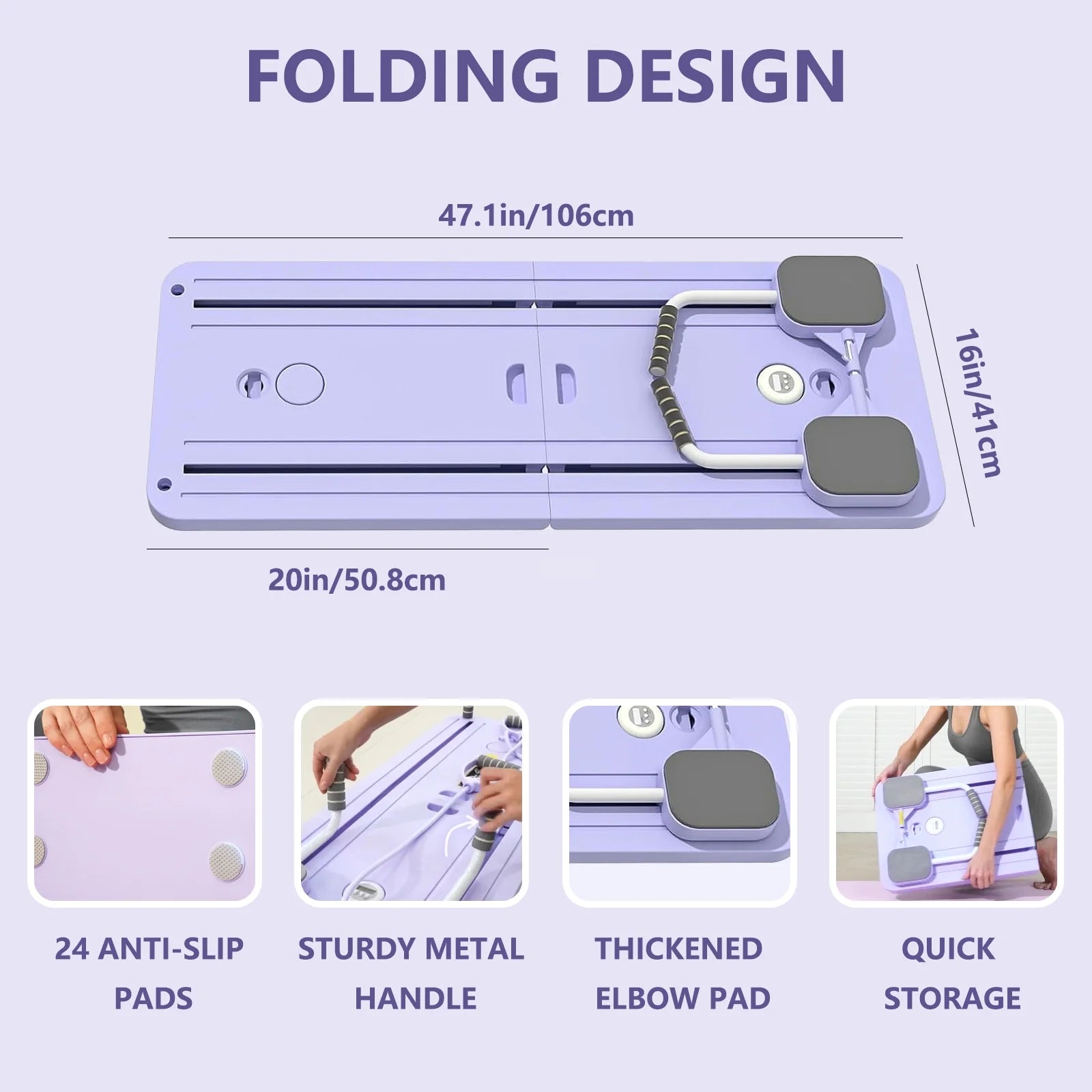 Premium 8-In-1 Abs and Push-Up Exercise Board, Pilates Board, Folding Body Board,(Purple)